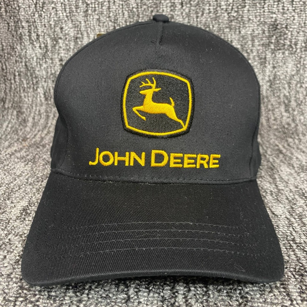 NWT John Deere Hat Cap Black Yellow Embroidered Logo Cary Francis Group LP14427
